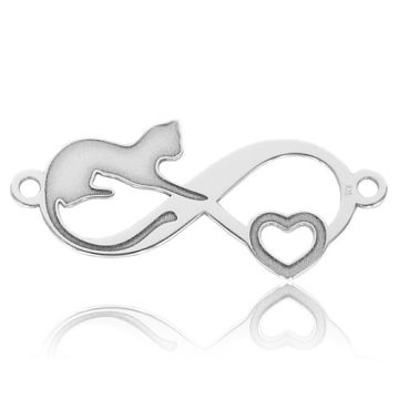 Decorative connector - infinity with the cat, Silver 925 BL 965 - 0,4 mm