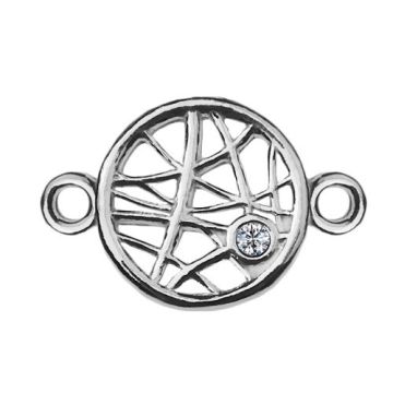 Connector Open-work Circle with crystals, Silver 925 S-CHARM 310