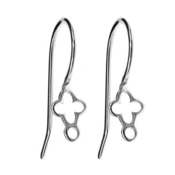 Earwires with clover and jumpring, Silver 925 BO 61