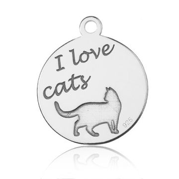 Charm 'I love cats' Silver 925 BL 569 - 0,4 mm