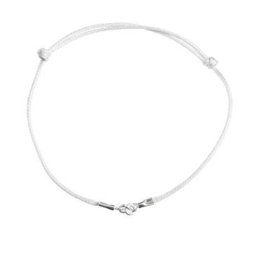 White Cord Bracelet Finding Silver 925 13-24 CM