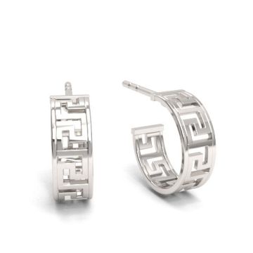 Decorative Earrings finding with greek pattern, silver 925 EX 14