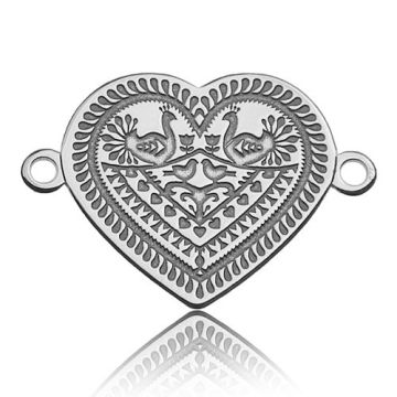 Connector Heart Folk Pattern Silver 925 BL 391 - 0,4 mm