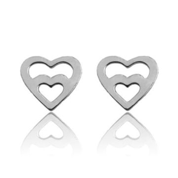 Earring, earstuds Double Heart Silver 925 SZ 185