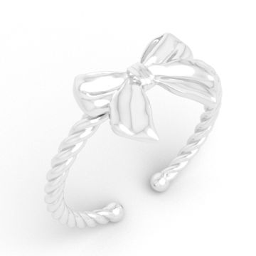 Decorative ring with a bow, silver 925 PB-0022, adjustable