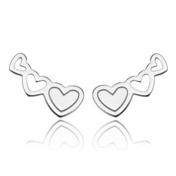 Earstuds, Earrings Triple Hearts Silver 925, SZ 31