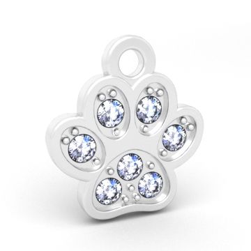 Small dog paw pendant with crystals, Silver 925 S-CHARM 811