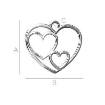 Charm Triple Heart Silver 925 ODL-00028