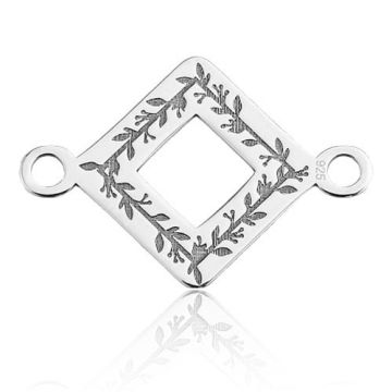 Connector Square with Floral Engraving Silver 925 BL 686 - 0,4 mm