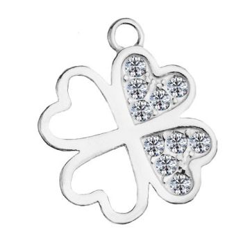 Charm CLOVER with crystals, Silver 925 H-82