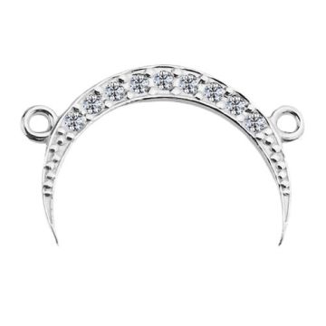 Connector Moon with crystals, Silver 925 S-CHARM 542