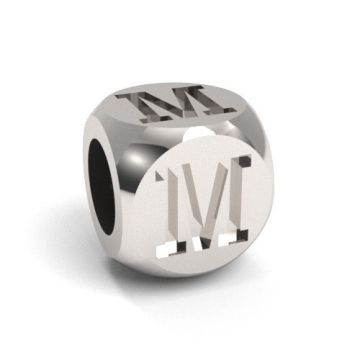 Charm with a letter M, silver 925 CUBE M