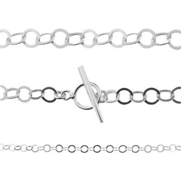 Chain with large toggle clasp, silver 925 R108 50 CM