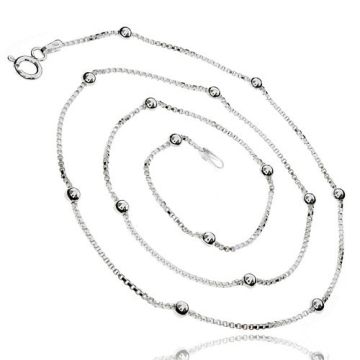 Ball/Bead Box Chain, silver 925 - 40 cm