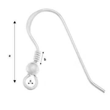 Earwire, fishhook with open loop Silver 925 BO 33