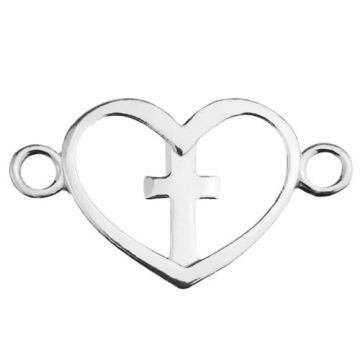 Connector Cross in Heart Silver 925 S-CHARM 488