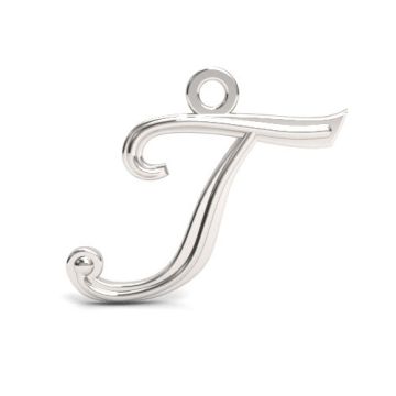 Decorative Charm - Letter T, Silver 925 Letter T