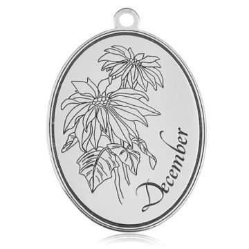 Charm Birth Month with poinsettia - December, silver 925 BL 883 - 0,4 mm