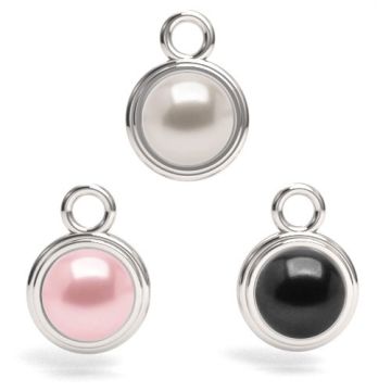 Charm with Preciosa Button Pearl Silver 925 S-CHARM 265