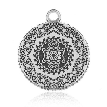 Charm Coin with a floral pattern, silver 925 BL 905 - 0,8 mm