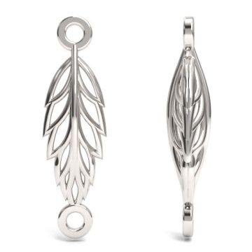 Decorative connector, open-work leaf, silver 925 S-CHARM 749