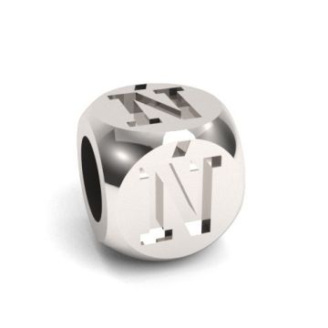 Charm with a letter Ń, silver 925 CUBE N-PL