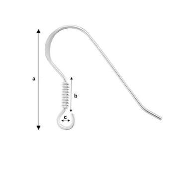 Earwire, fishhook with open loop Silver 925 BO 32