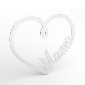 Decorative pendant - heart with Mama, 925 silver BL 1003 - 0.8 mm