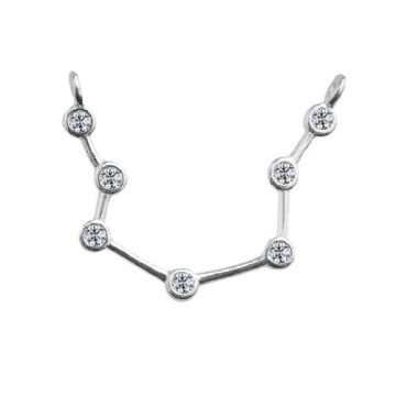 Connector Zodiac Sign  - Constellation of Aquarius with crystals, Silver 925 S-CHARM 354