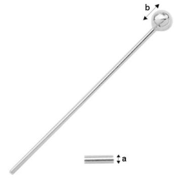 Headpins with ball 15 mm and open loop Silver 925 SZPK 2 - 15 mm