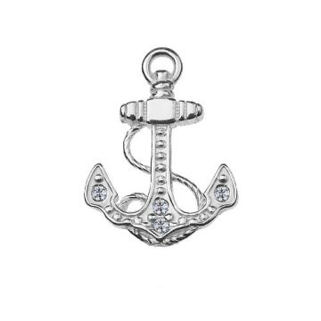 Charm Anchor with crystals, Silver 925 S-CHARM 317