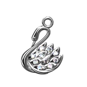 Charm Swan with crystals, Silver 925 S-CHARM 142