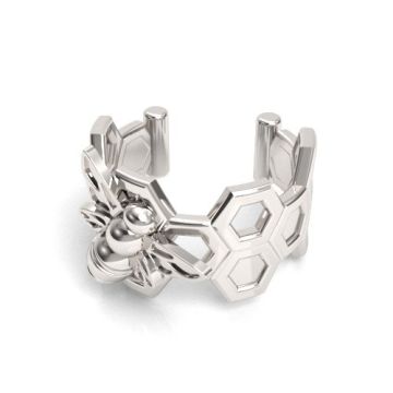 Decorative ear cuff - Honeycomb with a bee, silver 925 NA 13