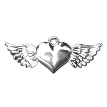 Charm Winged Heart Silver 925 S-CHARM 182