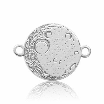 Round connector with engraved moon, 925 silver BL 987 - 0.8 mm