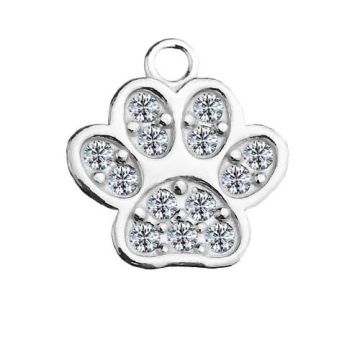 Charm Paw with crystals, Silver 925 S-CHARM 419