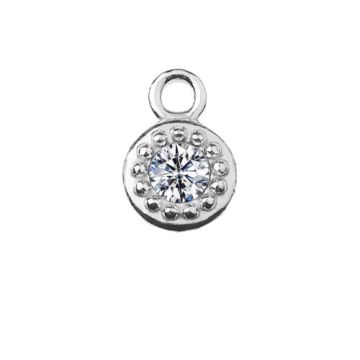 Round Charm with crystal, Silver 925 S-CHARM 275