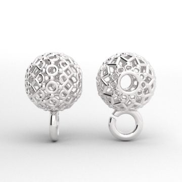 Decorative openwork ball 6 mm with open jumpring, silver 925 KA 03