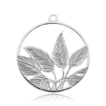 Decorative charm with leaves, silver 925 BL 973 - 0,8 mm