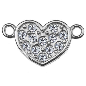 Connector Heart with crystals, Silver 925 S-CHARM 329