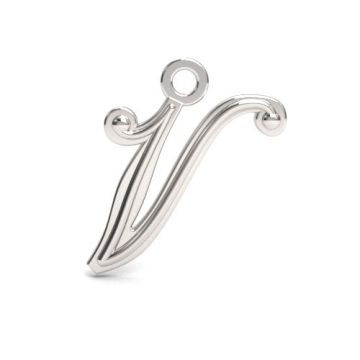 Decorative Charm - Letter V, Silver 925 Letter V