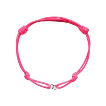 Neon Pink Cord Bracelet Finding Silver 925 13-21 CM