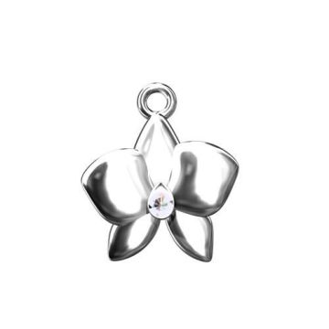 Charm Orchid with crystal, Silver 925 S-CHARM 150