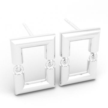 Stud earrings in a rectangular shape - movable, silver 925 SZ 170