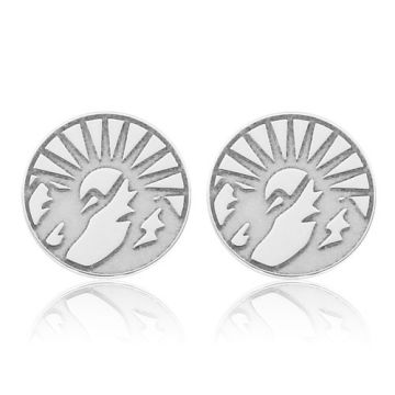 Decorative Earstuds with sun and mountains, silver 925 SZ 151