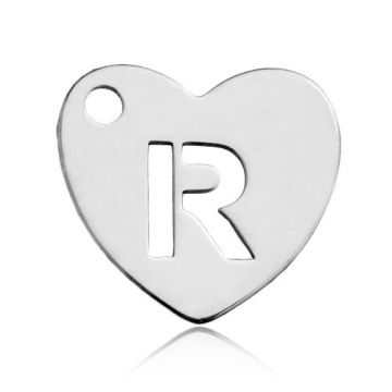 Charm Heart with Letter R Silver 925 BL HEART R - 0,8 mm