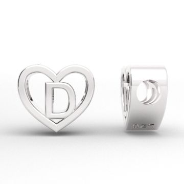 Decorative open-work charm, Heart with letter D, silver 925 HEART ODL-D