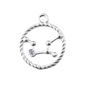 Charm Zodiac Sign - Constellation of Virgo with crystal, Silver 925 S-CHARM 606