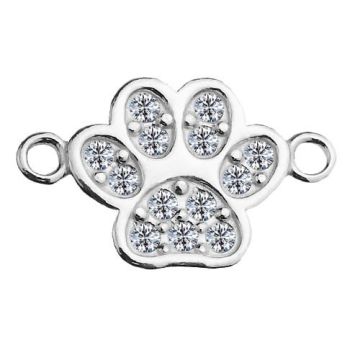 Connector Paw with crystals, Silver 925 S-CHARM 418