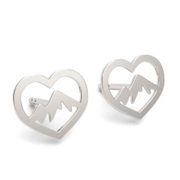 Decorative Earstuds - Heart with mountains, silver 925 SZ 913